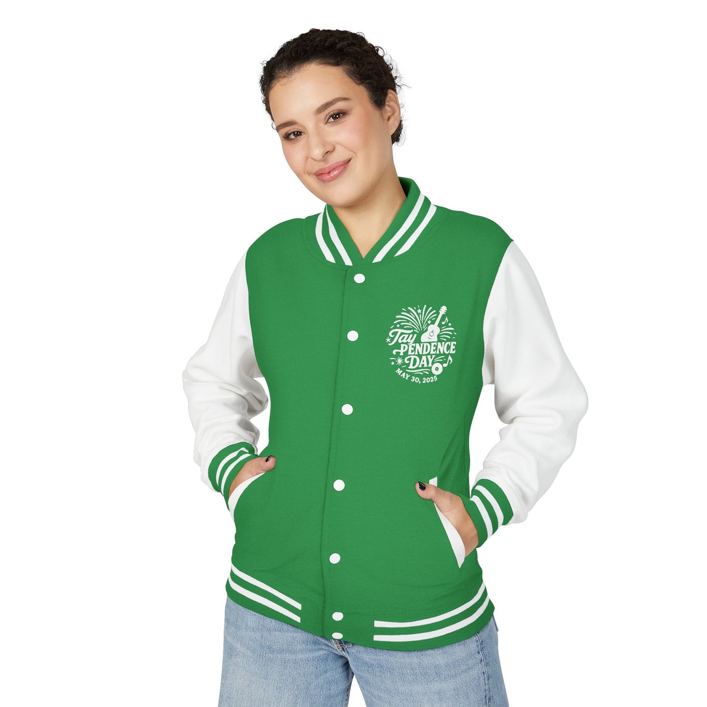 Taypendence Day Celebration Retro Unisex Letterman Jacket, Casual College Style, Perfect for Swiftie Gift, Swiftie Independence Day