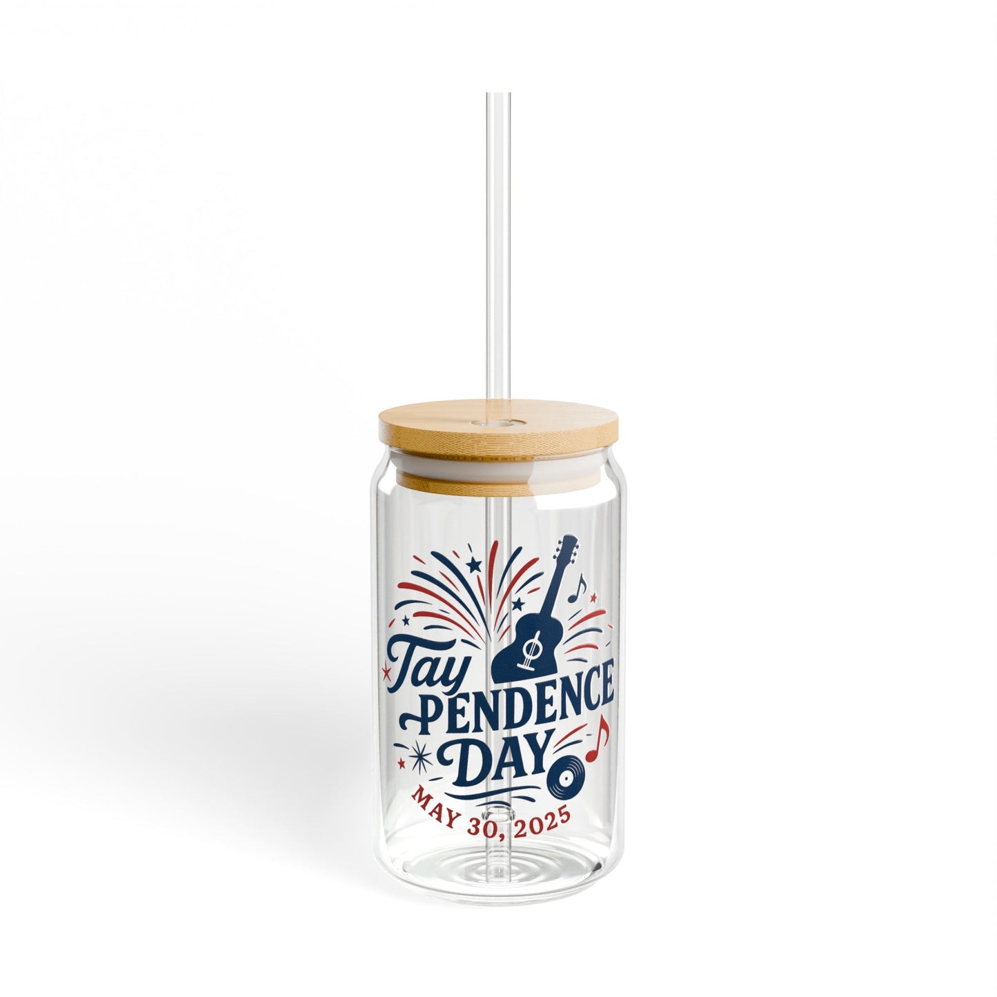 Taypendence Day Celebration Sipper Glass - 16oz Jar with Bamboo Lid for Swiftie Gift, Swiftie Independence Day