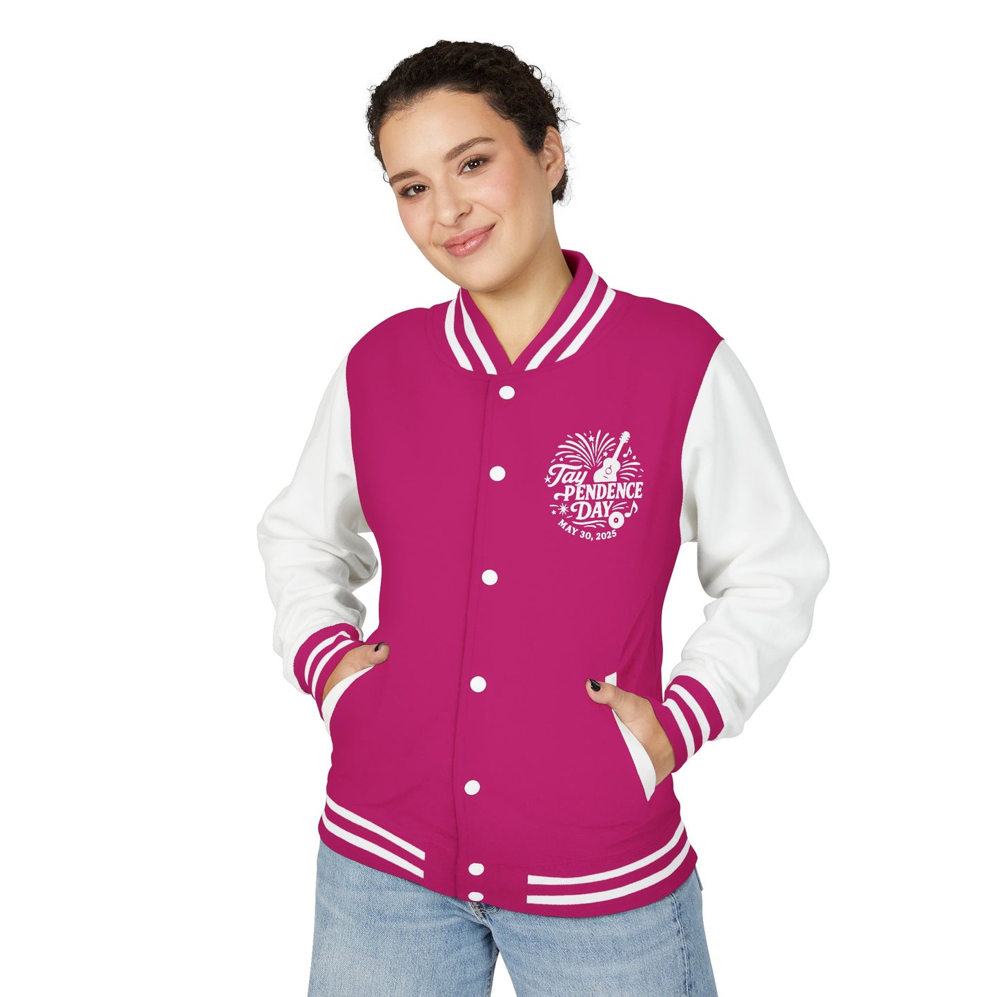 Taypendence Day Celebration Retro Unisex Letterman Jacket, Casual College Style, Perfect for Swiftie Gift, Swiftie Independence Day