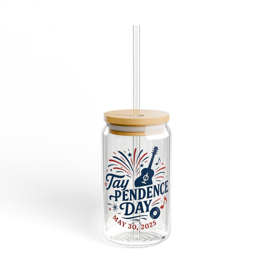 Taypendence Day Celebration Sipper Glass - 16oz Jar with Bamboo Lid for Swiftie Gift, Swiftie Independence Day